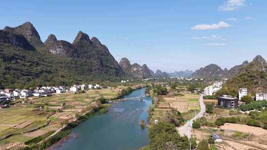 桂林阳朔十里画廊桂林山水风光航拍