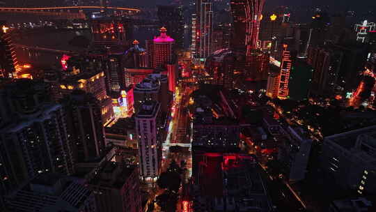 城市夜景的鸟瞰图