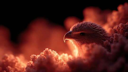 火焰中雄鹰目光如炬尽显王者风范