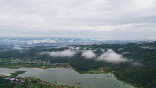 浙江宁波宁海雨后风景航拍