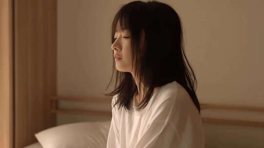 居家女性 早晨起床