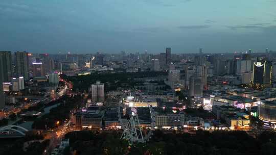 航拍安徽合肥夜景合肥老城区夜景