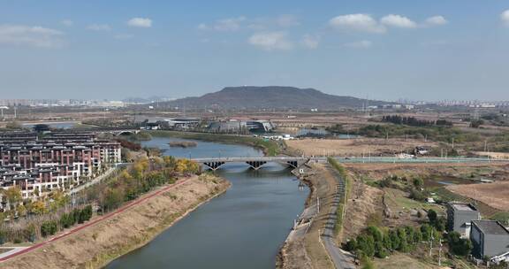 南京江宁城市风光方山航拍