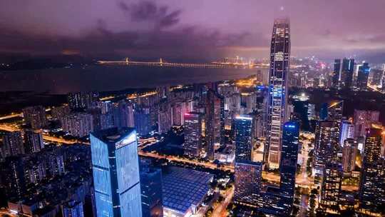 深圳城市夜景航拍全景