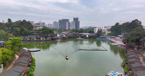 航拍深圳市龙华观澜山水田园