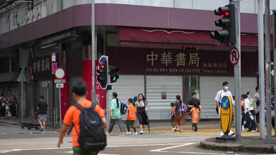 香港城市街道道路街区行人马路道路