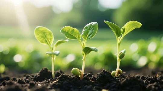 幼苗破土生长特写