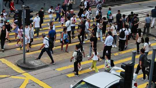 香港街头车流人流