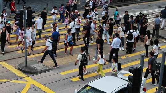 香港街头车流人流视频素材模板下载