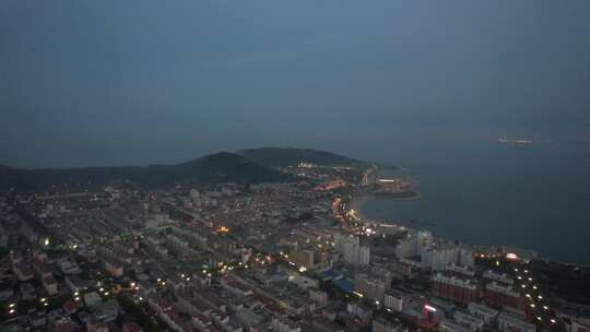 海上日落晚霞夕阳山东长岛日落航拍