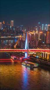 重庆_东水门长江大桥_夜景固定延时