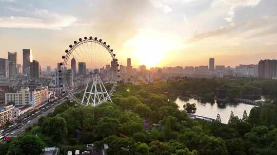 航拍合肥日出日落夕阳晚霞