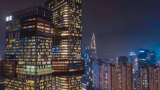 深圳_腾讯滨海大厦夜景_延时航拍4K视频素材模板下载