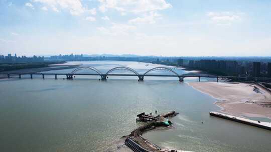 杭州钱塘江九堡大桥风景延时摄影