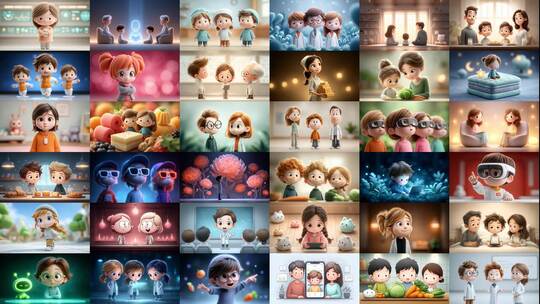 卡通可爱小孩儿童(前107S为快速预览)高清在线视频素材下载