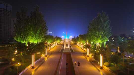 航拍 宁夏 银川 中阿之轴 夜景 白天 穿越