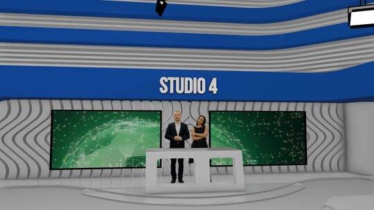 商务3D广播工作室包节目开场AE模板