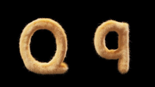 大写和小写Chick羊毛字母Q的3D动画视频素材模板下载