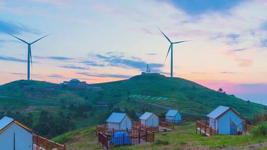 湖北宜昌百里荒露营地日出延时摄影