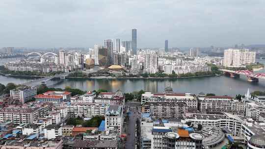 广西柳州市城市全景4k航拍
