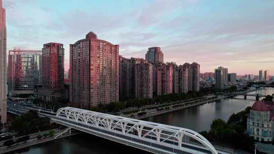 天津海河风景奥式风情区城市建筑风光航拍