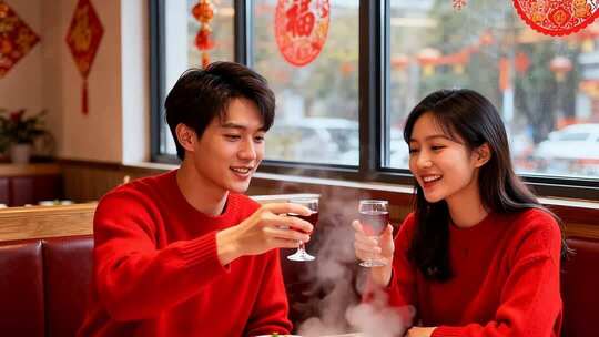 新年情侣温馨浪漫家庭家人春节人物