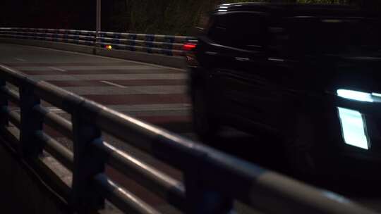 夜晚城市道路车流交通马路车来车往街景夜景