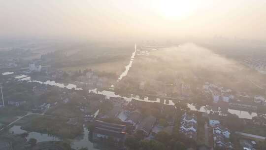 乌镇 秋天 晨雾 秋天大景航拍