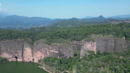 航拍福建泰宁大金湖景区大金湖大赤壁