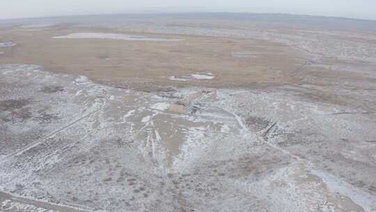 玉门关冬季雪景航拍