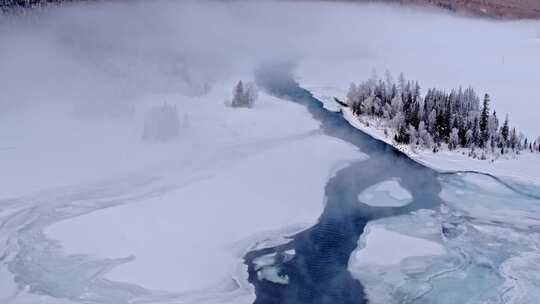 新疆喀纳斯禾木冬季雪景