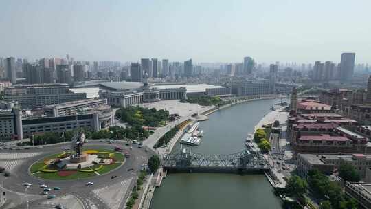 天津城市建设海河风光航拍