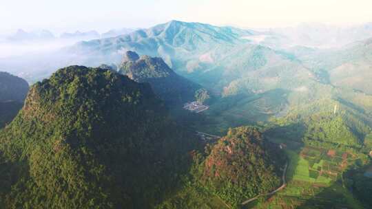 清远英德英西峰林喀斯特日出 山水 山