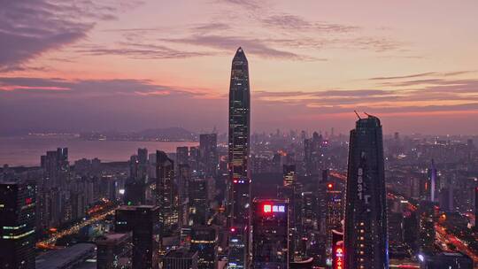 深圳福田CBD夜景航拍视频素材模板下载