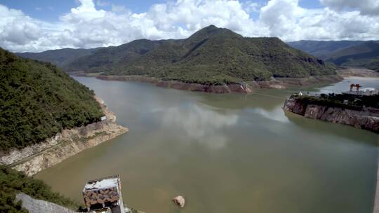 澜沧江水库 水电工程建设  航拍 自然生态