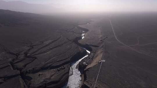 航拍嘉峪关戈壁大峡谷日出日落无人区