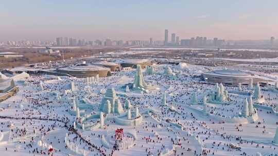 中国黑龙江哈尔滨冰雪大世界航拍合集