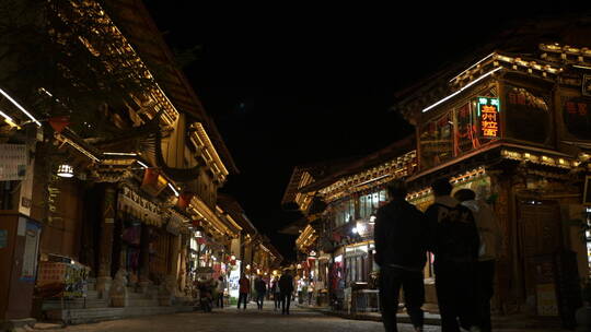 香格里拉夜景，载歌载舞，藏区舞蹈，藏区视频素材模板下载