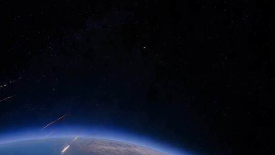 地球外太空流星划过景象