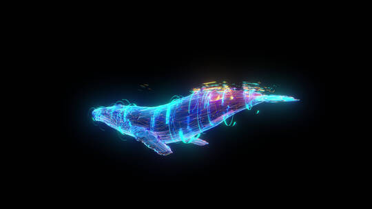 鲸鱼赛博朋克未来科技感特效合成素材