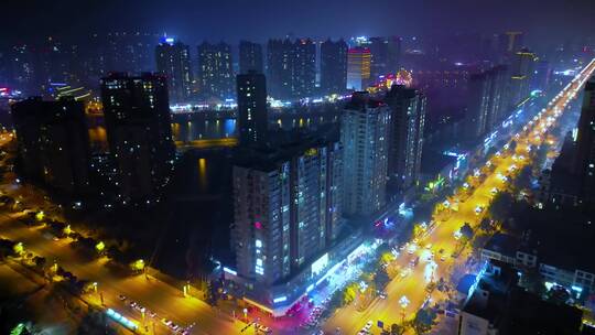 冬季广元航拍城市夜景视频素材模板下载