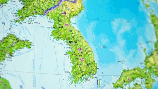 韩国朝鲜地图4K视频素材模板下载
