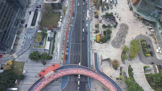 现代化城市商业区的航拍景象