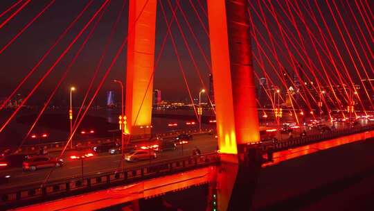 南昌八一大桥航拍组镜夜景