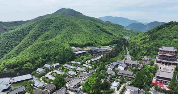 中国浙江杭州径山寺天下径山竹海航拍