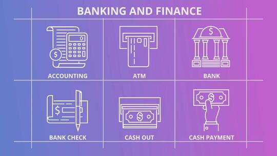 动态简约线条银行和金融-Outline图标AE模板