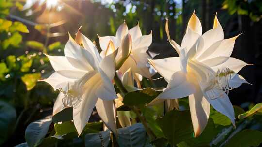 昙花 一现白色红色黄色粉色琼花月下4K