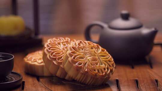 中秋月饼 茶道 月饼 烘焙糕点 甜点广式月饼