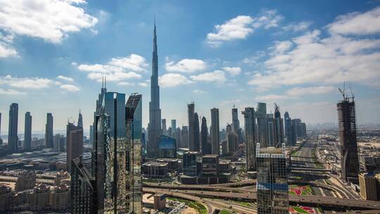 迪拜城市建筑景观延时