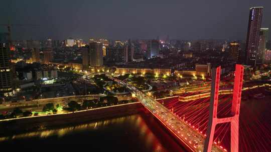 江西南昌红谷滩区晚霞傍晚夜晚夜景高楼大厦